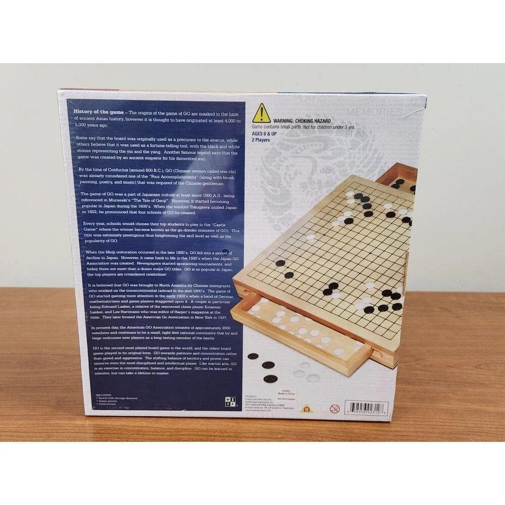 We Games Wood Go Set With Pull Out Drawers 12 Inch Gameboard Sealed New